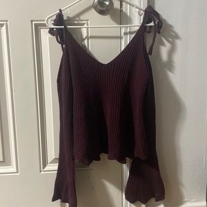 Open-Shoulder Knit Sweater